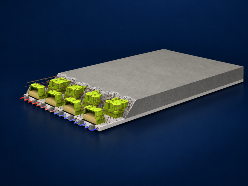 Acoustic Climatic Slab® — prefabrikovaný akustický a klimatický stropný systém
