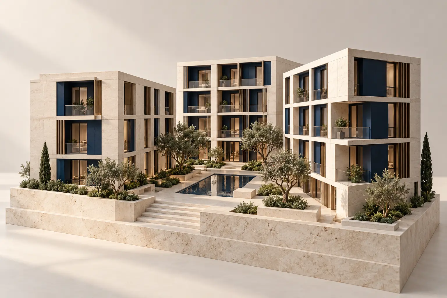Architektonický model rezidenčného súboru pre pilier RE